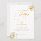 Elegante Gold Script Blues Hochzeitseinladung Einladung (Vorderseite)