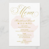 Elegante Gold Script Blush Pink Africa Wedding Menükarte (Vorderseite)