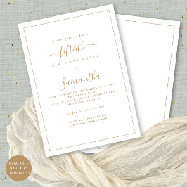 Elegante Gold Script Border 50. Geburtstagsparty Einladung