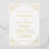 Elegante Gold Script Botanische RahmenWedding Folieneinladung (Vorderseite)