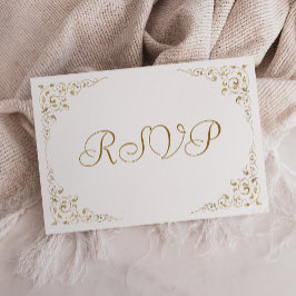 Elegante Gold Script Botanische RahmenWedding RSVP Karte