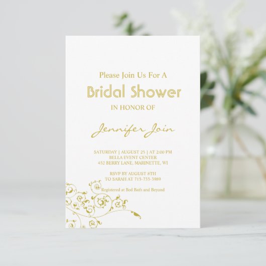 Elegante Gold Script Brautparty Card, Dankeskarte (Stehend Vorderseite)