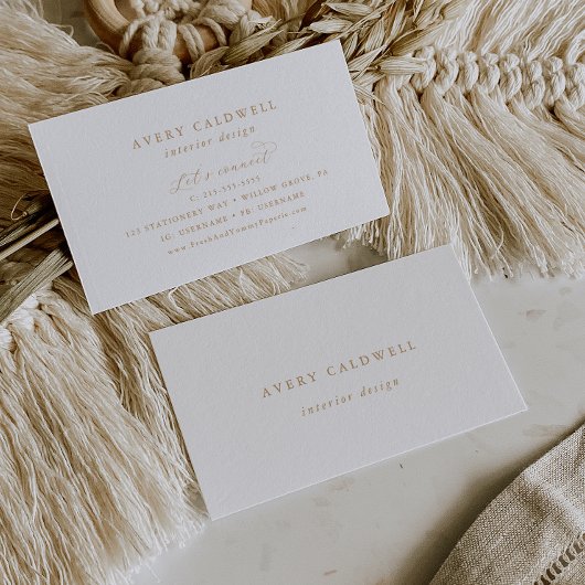 Elegante Gold Script Business Card Visitenkarte