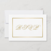 Elegante Gold Script Calligraphie auf White Weddin RSVP Karte (Rückseite)