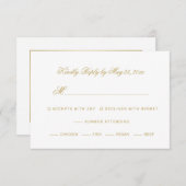 Elegante Gold Script Calligraphie auf White Weddin RSVP Karte (Vorne/Hinten)