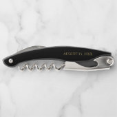 Elegante Gold Script Calligraphy Black Wedding Wai Kellnermesser (Rückseite)