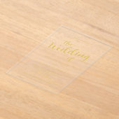 Elegante Gold Script Calligraphy Minimal Wedding Acryleinladungen (Ablage )