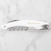 Elegante Gold Script Calligraphy Wedding Kellnermesser (Rückseite)