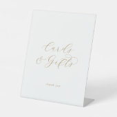 Elegante Gold Script Cards und Geschenke Pedestal- Sockelschild (Vorderseite)