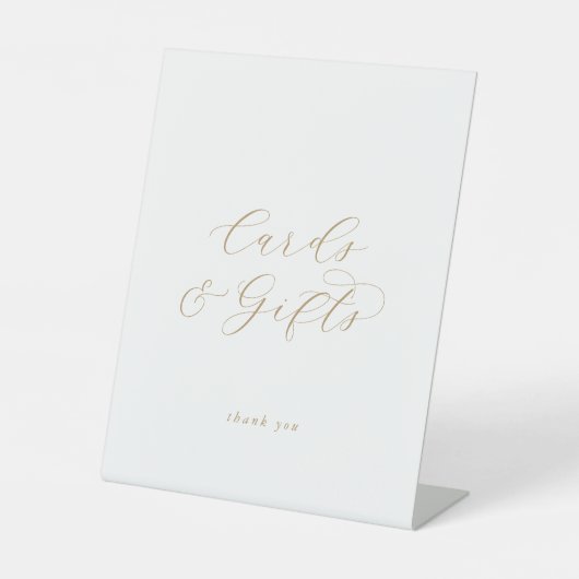 Elegante Gold Script Cards und Geschenke Pedestal- Sockelschild (Vorderseite)