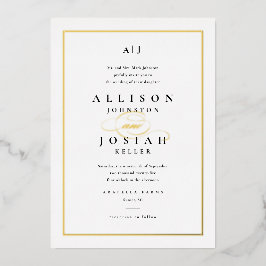 Elegante Gold Script Classic White Wedding Folieneinladung