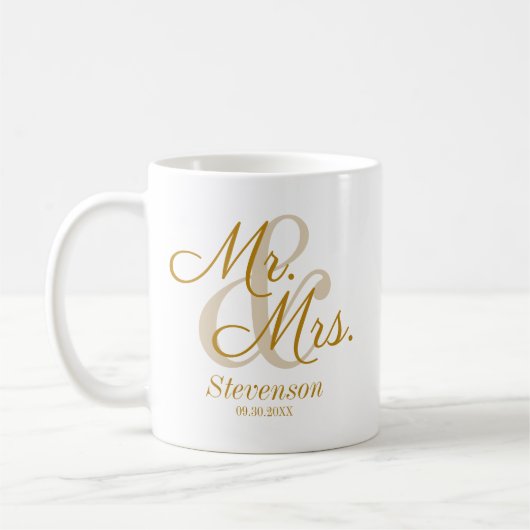 Elegante Gold Script Couple Wedding Geschenk Coffe Kaffeetasse (Links)
