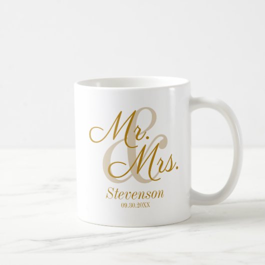 Elegante Gold Script Couple Wedding Geschenk Coffe Kaffeetasse (Rechts)