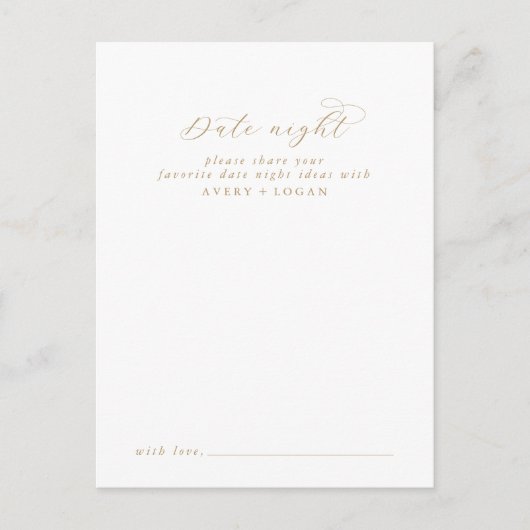 Elegante Gold Script Date Night Advice Card Hinweiskarte (Vorderseite)