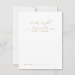 Elegante Gold Script Date Night Advice Card Hinweiskarte<br><div class="desc">Diese eleganten Dattel-Dinner-Ideenkarten sind die perfekte Wahl für einen einfachen Hochzeitsempfang oder ein Brautparty. Das minimalistische Gold-Weiß-Design besticht durch extravagante romantische Typografie mit modernem Glam-Stil. Anpassbar in jeder Farbe. Behalt das Design minimal und elegant, wie es ist, oder personalisiere es durch Hinzufügen von eigenen Grafiken und Kunstwerken. Personalisieren Sie diese...</div>