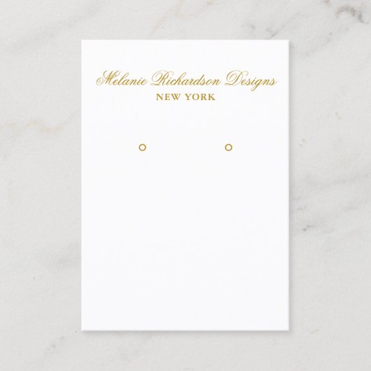 Elegante Gold Script Earring Display Card Visitenkarte (Vorderseite)