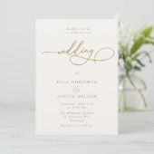 Elegante Gold Script Einladung (Stehend Vorderseite)