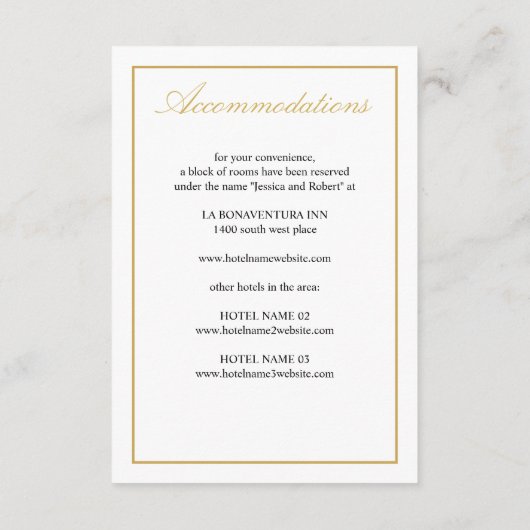 Elegante Gold Script Enclosure Card vertikal Begleitkarte (Rückseite)