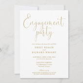 Elegante Gold-Script-Engagement-Partei Einladung (Vorderseite)