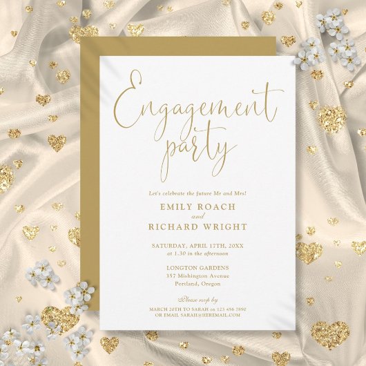 Elegante Gold-Script-Engagement-Partei Einladung