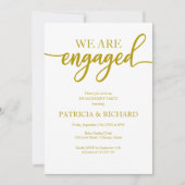 Elegante Gold-Script-Engagement-Partei Einladung (Vorderseite)