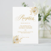Elegante Gold Script Floral Wedding Card Einladung (Stehend Vorderseite)