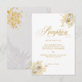 Elegante Gold Script Floral Wedding Card Einladung (Vorne/Hinten)