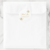 Elegante Gold Script Floral Wedding Runder Aufkleber (Tasche)