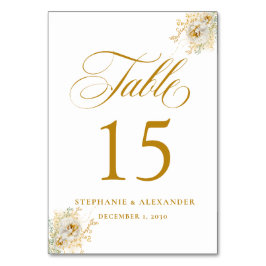 Elegante Gold Script Floral Wedding Tischnummer