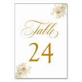 Elegante Gold Script Floral Wedding Tischnummer (Rückseite)