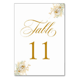 Elegante Gold Script Floral Wedding Tischnummer 11