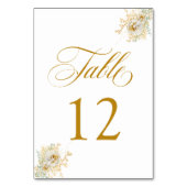Elegante Gold Script Floral Wedding Tischnummer 12 (Vorderseite)