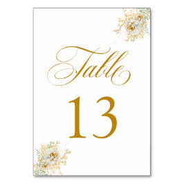Elegante Gold Script Floral Wedding Tischnummer 13