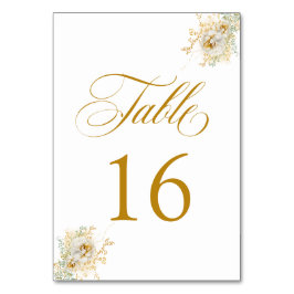 Elegante Gold Script Floral Wedding Tischnummer 16