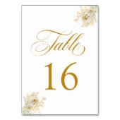 Elegante Gold Script Floral Wedding Tischnummer 16 (Rückseite)