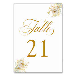 Elegante Gold Script Floral Wedding Tischnummer 21
