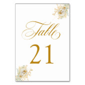 Elegante Gold Script Floral Wedding Tischnummer 21 (Rückseite)
