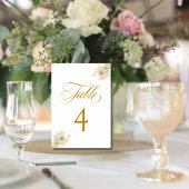 Elegante Gold Script Floral Wedding Tischnummer 4