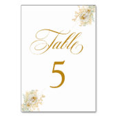 Elegante Gold Script Floral Wedding Tischnummer 5 (Rückseite)