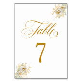 Elegante Gold Script Floral Wedding Tischnummer 7 (Rückseite)