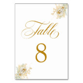 Elegante Gold Script Floral Wedding Tischnummer 8 (Rückseite)