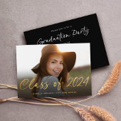 Elegante Gold Script Foto Graduation Party Einladung