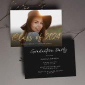 Elegante Gold Script Foto Graduation Party Einladung