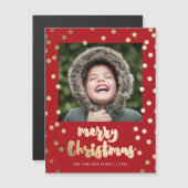Elegante Gold Script Frohe Weihnachtskarte Magnetkarte (Vorne/Hinten)