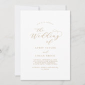 Elegante Gold Script Front Back Wedding Einladung (Vorderseite)