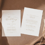 Elegante Gold Script Front Back Wedding Einladung<br><div class="desc">Diese elegante goldene Schrift vor und hinten Hochzeit Einladung ist perfekt für eine einfache Hochzeit. Das minimalistische Gold-Weiß-Design besticht durch extravagante romantische Typografie mit modernem Glam-Stil. Anpassbar in jeder Farbe. Behalt das Design minimal und elegant,  wie es ist,  oder personalisiere es durch Hinzufügen von eigenen Grafiken und Kunstwerken.</div>