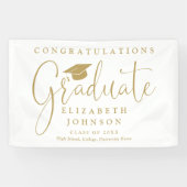 Elegante Gold Script Graduation Party Banner (Horizontal)