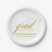 Elegante Gold Script Graduation Party Pappteller (Vorderseite)