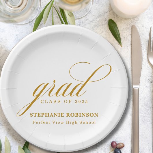Elegante Gold Script Graduation Party Pappteller