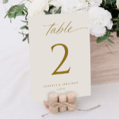Elegante Gold Script-Hochzeiten-Tischnummern Einladung
